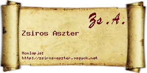 Zsiros Aszter névjegykártya